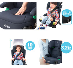 ジュニアプラス ネクスト R129 シートベルト装着　左右に収納できるカップホルダー