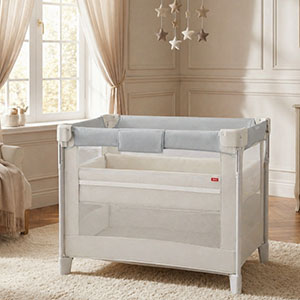 栃木県　ベビーベッドレンタル　アップリカ　ココネルエアーABホワイトグレー