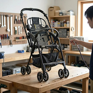 エアコンプレッサーで細かなほこりなどを清掃しています
